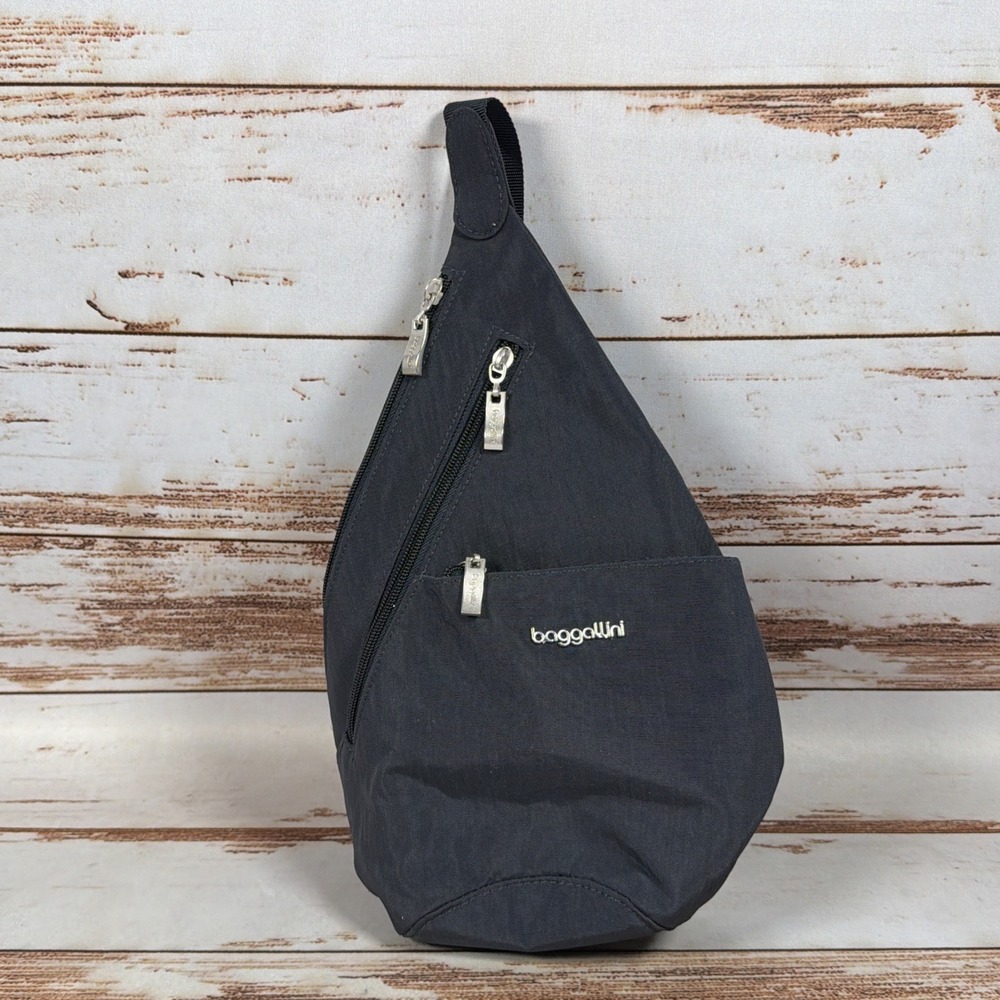 Baggallini Mini Sling Bag Blue Nylon Crossbody Backpack Shoulder Purse Travel